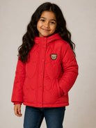 Giubbino per bambina Moschino Kids rosso con patch orsetto HDS05AL3AC7 50109 MOSCHINO KIDS 