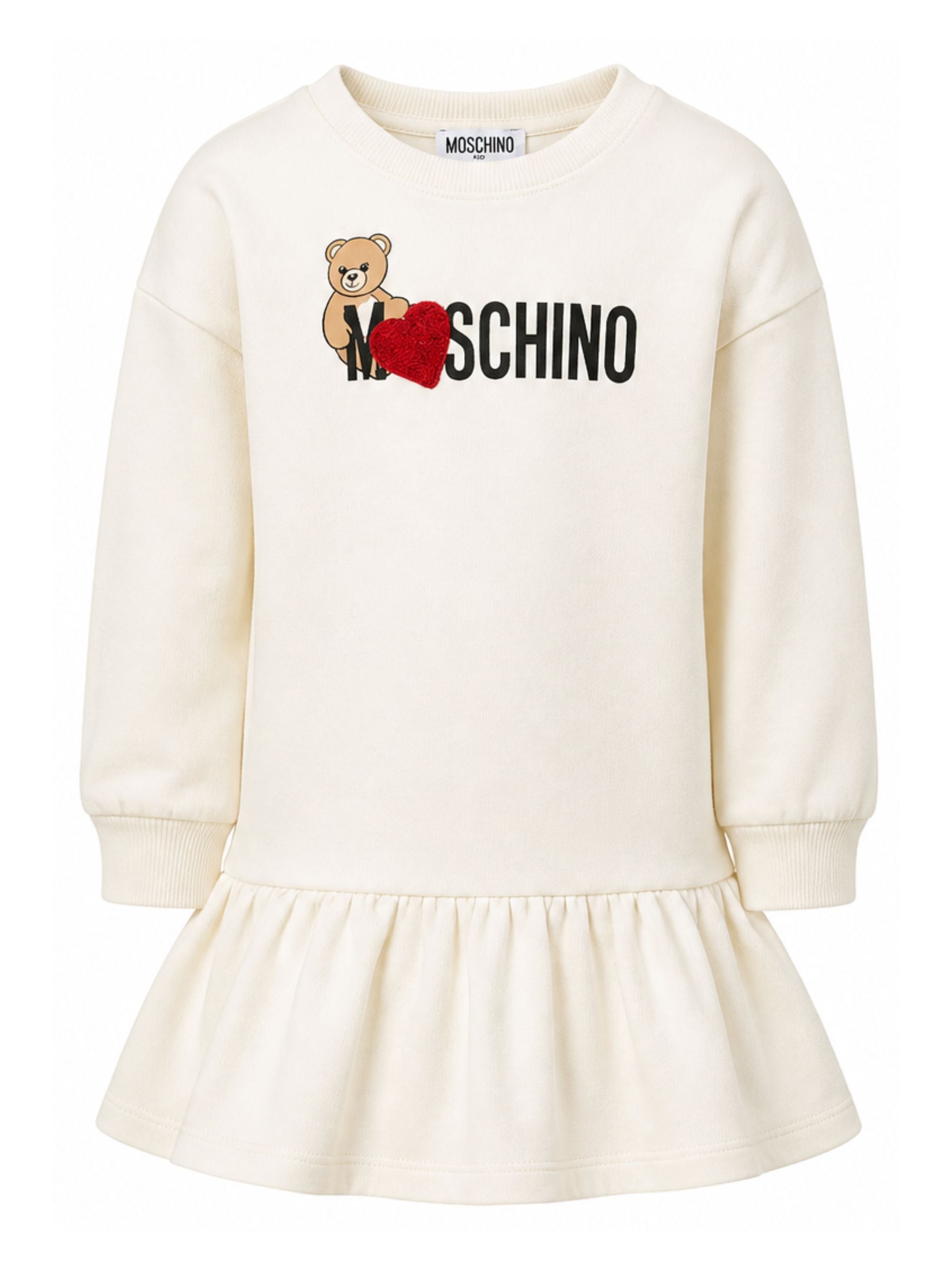 Abito per bambina Moschino Kids bianco con stampa logo HDV0I3LDA18 10063 MOSCHINO KIDS 