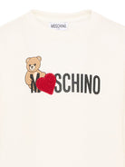 Abito per bambina Moschino Kids bianco con stampa logo HDV0I3LDA18 10063 MOSCHINO KIDS 