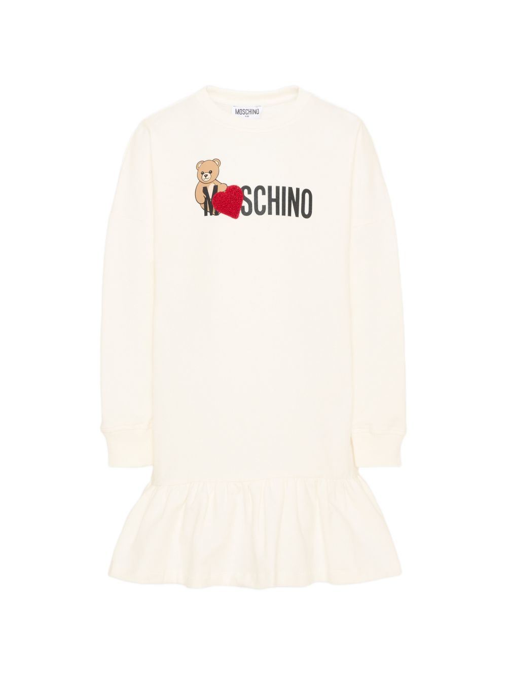 Abito per bambina Moschino Kids bianco con stampa logo HDV0I3LDA18 10063 MOSCHINO KIDS 