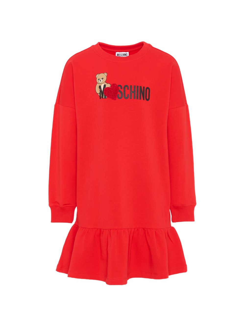 Abito per bambina Moschino Kids rosso stampa con logo HDV0I3LDA18 50109 MOSCHINO KIDS 