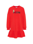 Abito per bambina Moschino Kids rosso stampa con logo HDV0I3LDA18 50109 MOSCHINO KIDS 