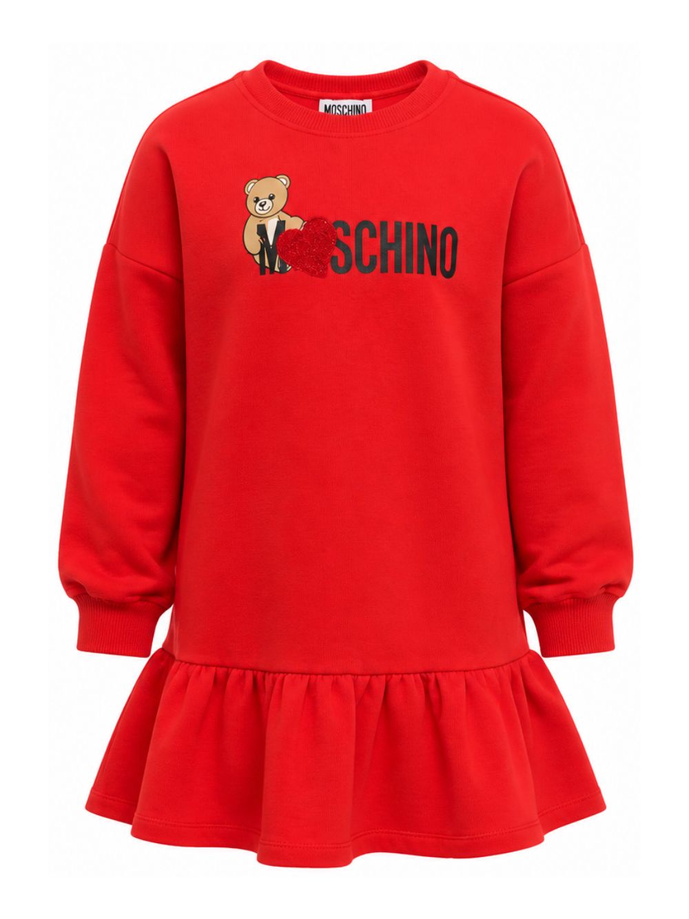 Abito per bambina Moschino Kids rosso stampa con logo HDV0I3LDA18 50109 MOSCHINO KIDS 