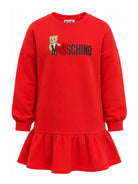 Abito per bambina Moschino Kids rosso stampa con logo HDV0I3LDA18 50109 MOSCHINO KIDS 
