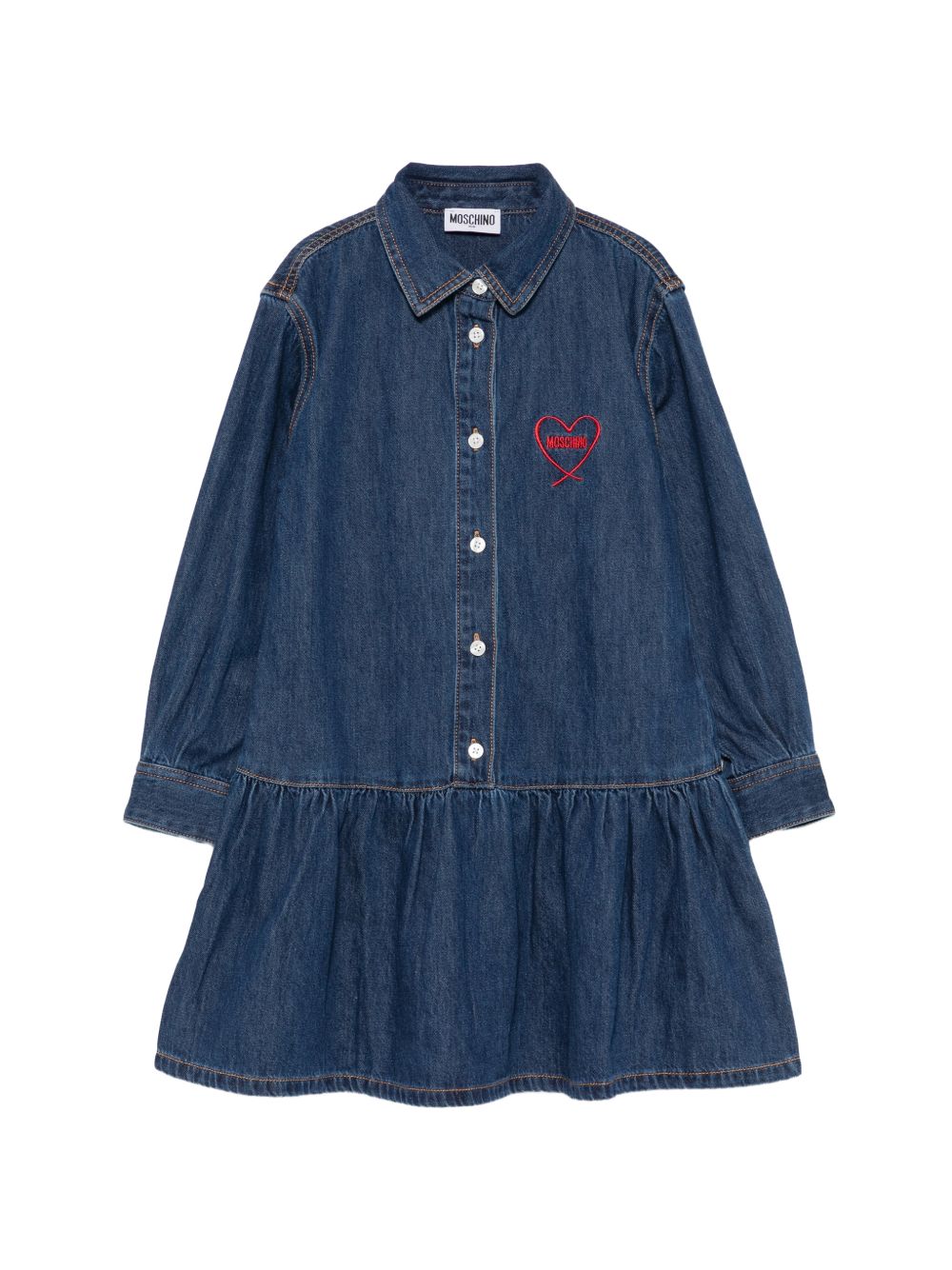 Abito per bambina Moschino Kids denim con colletto classico HDV0I4L0E44 41047 MOSCHINO KIDS 