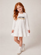 Abito per bambina Moschino Kids bianco con stampa grafica HDV0IBLCA83 10063 MOSCHINO KIDS 