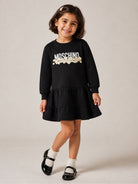 Abito per bambina Moschino Kids nero con stampa grafica HDV0IBLCA83 60100 MOSCHINO KIDS 