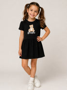 Abito per bambina Moschino Kids nero con motivo Teddy Bear HDV0IHLAA10 60100 MOSCHINO KIDS 