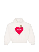 Maglione per bambina Moschino Kids bianco con stampa teddy HDW02JLHE77 10063 MOSCHINO KIDS 