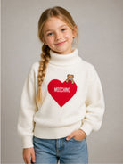 Maglione per bambina Moschino Kids bianco con stampa teddy HDW02JLHE77 10063 MOSCHINO KIDS 
