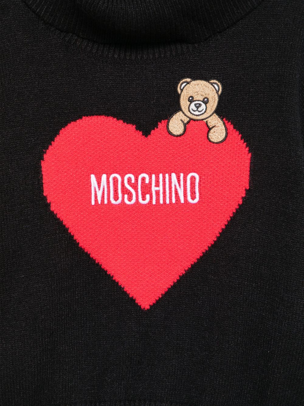 Maglione per bambina Moschino Kids nero con logo intarsiato sul davanti HDW02JLHE77 60100 MOSCHINO KIDS 