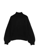 Maglione per bambina Moschino Kids nero con logo intarsiato sul davanti HDW02JLHE77 60100 MOSCHINO KIDS 