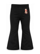 Pantaloni per bambina Moschino Kids neri con stampa Teddy Bear HEP050LDA63 60100 MOSCHINO KIDS 
