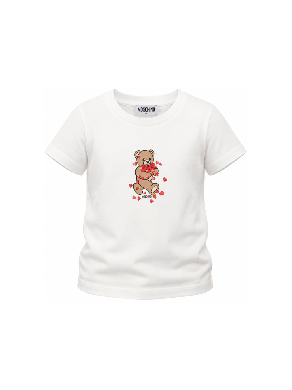 T-shirt per bambina Moschino Kids bianca con stampa grafica HIM06KLBA11 10063 MOSCHINO KIDS 