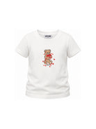 T-shirt per bambina Moschino Kids bianca con stampa grafica HIM06KLBA11 10063 MOSCHINO KIDS 