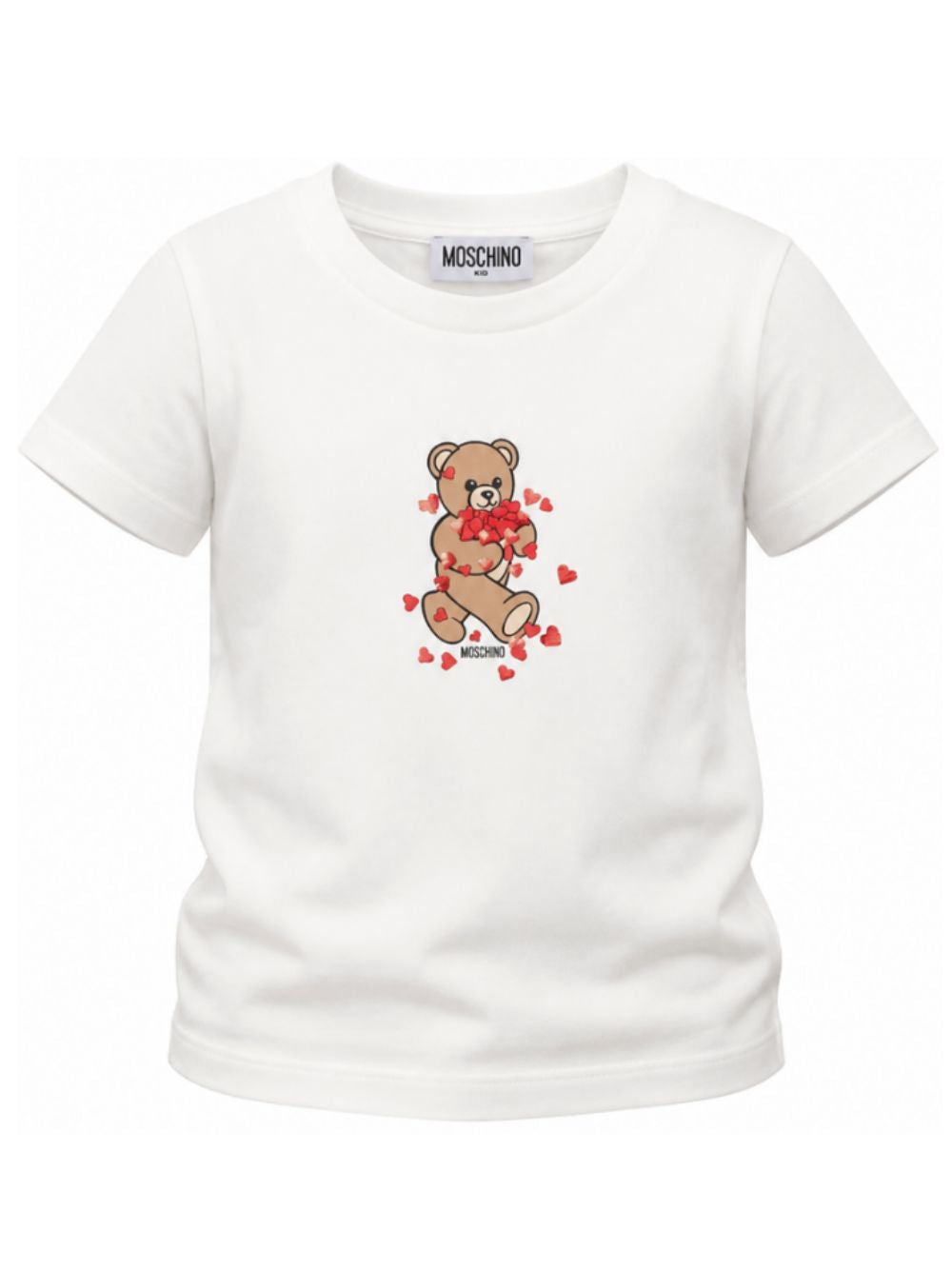 T-shirt per bambina Moschino Kids bianca con stampa grafica HIM06KLBA11 10063 MOSCHINO KIDS 