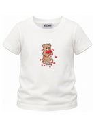 T-shirt per bambina Moschino Kids bianca con stampa grafica HIM06KLBA11 10063 MOSCHINO KIDS 