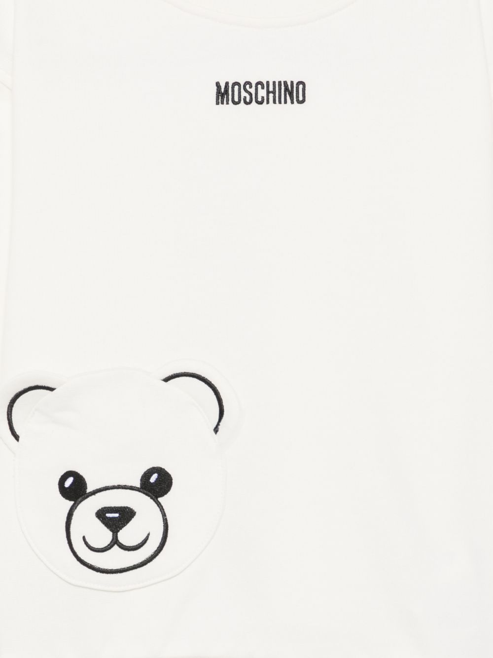 Felpa per bambini Moschino Kids bianca con toppa di orsetto di peluche sul davanti HMF095LCA93 10063 MOSCHINO KIDS 