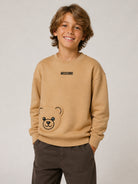 Felpa per bambini Moschino Kids beige con ricamo teddy HMF095LCA93 20351 MOSCHINO KIDS 