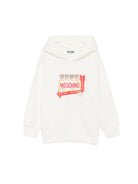 Felpa per bambini Moschino Kids bianca con stampa logo sul davanti HMF098LCA93 10063 MOSCHINO KIDS 