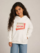 Felpa per bambini Moschino Kids bianca con stampa logo sul davanti HMF098LCA93 10063 MOSCHINO KIDS 