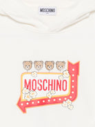 Felpa per bambini Moschino Kids bianca con stampa logo sul davanti HMF098LCA93 10063 MOSCHINO KIDS 