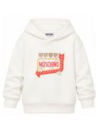 Felpa per bambini Moschino Kids bianca con stampa logo sul davanti HMF098LCA93 10063 MOSCHINO KIDS 