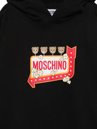 Felpa per bambino Moschino Kids nera con stampa grafica sul davanti HMF098LCA93 60100 MOSCHINO KIDS 