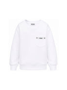 Felpa per bambini Moschino Kids bianca nastro con logo sul petto HMF09PLCA92 10101 MOSCHINO KIDS 