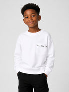 Felpa per bambini Moschino Kids bianca nastro con logo sul petto HMF09PLCA92 10101 MOSCHINO KIDS 