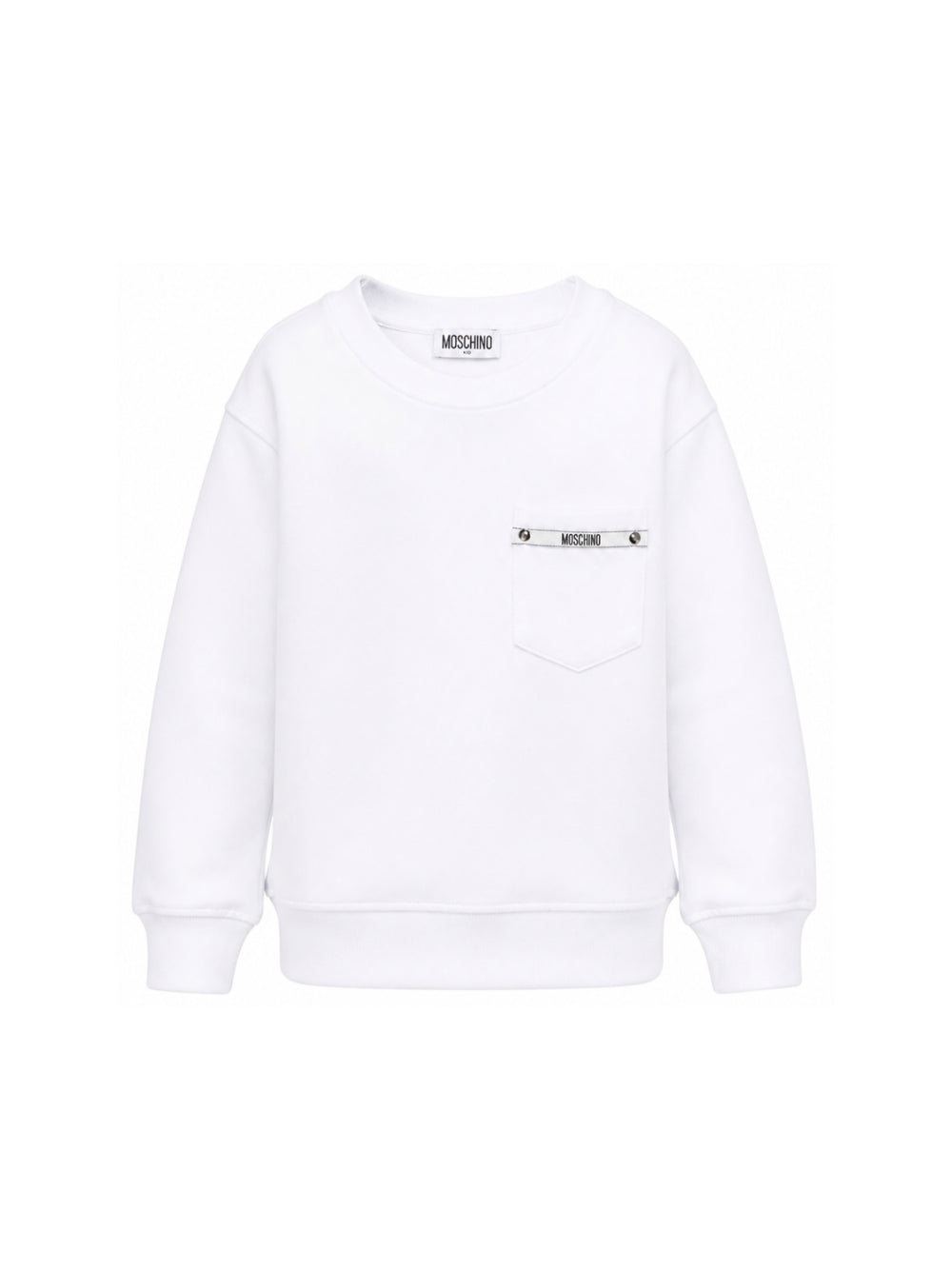 Felpa per bambini Moschino Kids bianca nastro con logo sul petto HMF09PLCA92 10101 MOSCHINO KIDS 