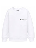 Felpa per bambini Moschino Kids bianca nastro con logo sul petto HMF09PLCA92 10101 MOSCHINO KIDS 