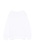 Felpa per bambini Moschino Kids bianca nastro con logo sul petto HMF09PLCA92 10101 MOSCHINO KIDS 