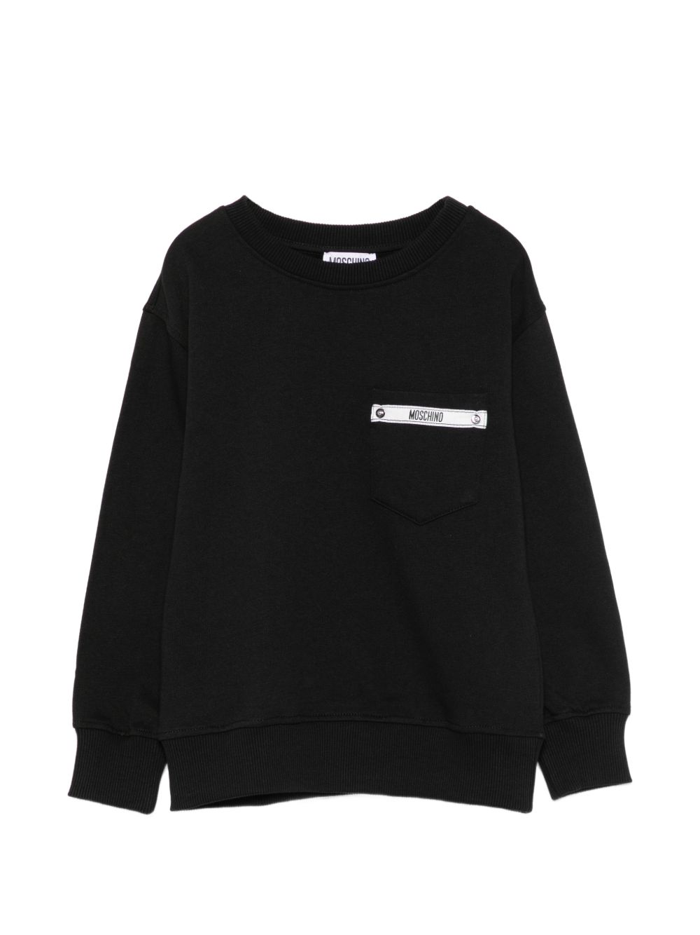 Felpa per bambino Moschino Kids nera con logo sul davanti HMF09PLCA92 60100 MOSCHINO KIDS 