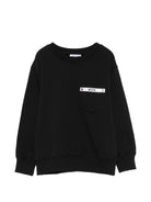 Felpa per bambino Moschino Kids nera con logo sul davanti HMF09PLCA92 60100 MOSCHINO KIDS 
