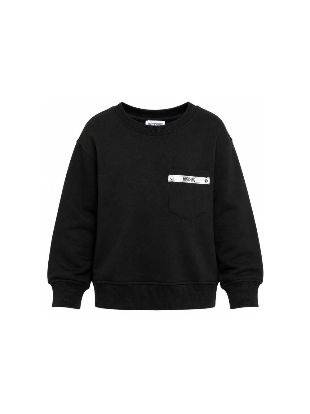 Felpa per bambino Moschino Kids nera con logo sul davanti HMF09PLCA92 60100 MOSCHINO KIDS 