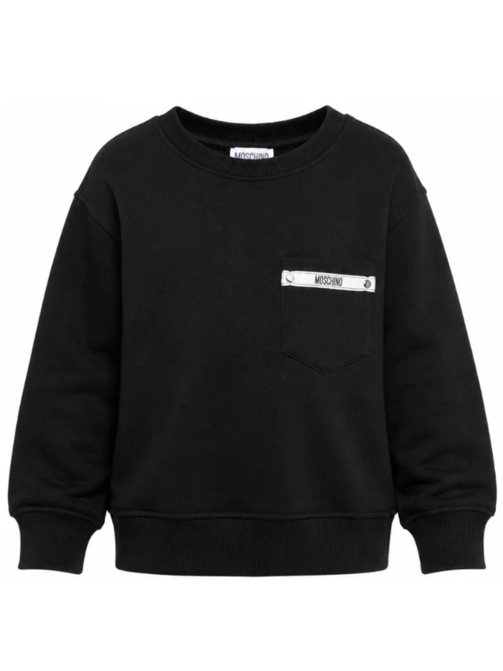 Felpa per bambino Moschino Kids nera con logo sul davanti HMF09PLCA92 60100 MOSCHINO KIDS 