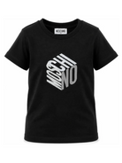 T-shirt per bambini Moschino Kids nera con stampa grafica del logo HMM05VLAA57 60100 MOSCHINO KIDS 