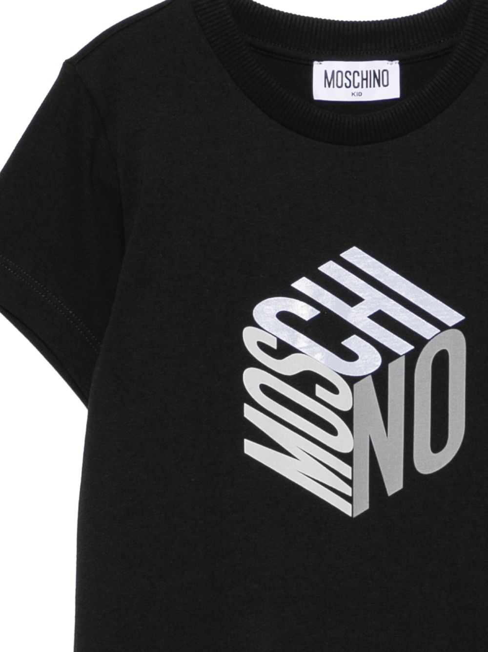 T-shirt per bambini Moschino Kids nera con stampa grafica del logo HMM05VLAA57 60100 MOSCHINO KIDS 