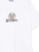 T-shirt per bambini Moschino Kids bianca con stampa Teddy sul davanti HMM05WLAA34 10101 MOSCHINO KIDS 