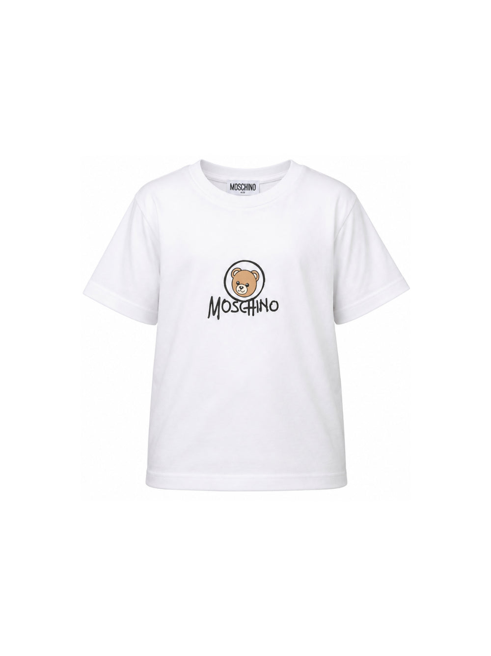 T-shirt per bambini Moschino Kids bianca con stampa Teddy sul davanti HMM05WLAA34 10101 MOSCHINO KIDS 
