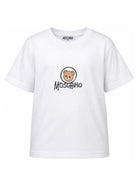 T-shirt per bambini Moschino Kids bianca con stampa Teddy sul davanti HMM05WLAA34 10101 MOSCHINO KIDS 