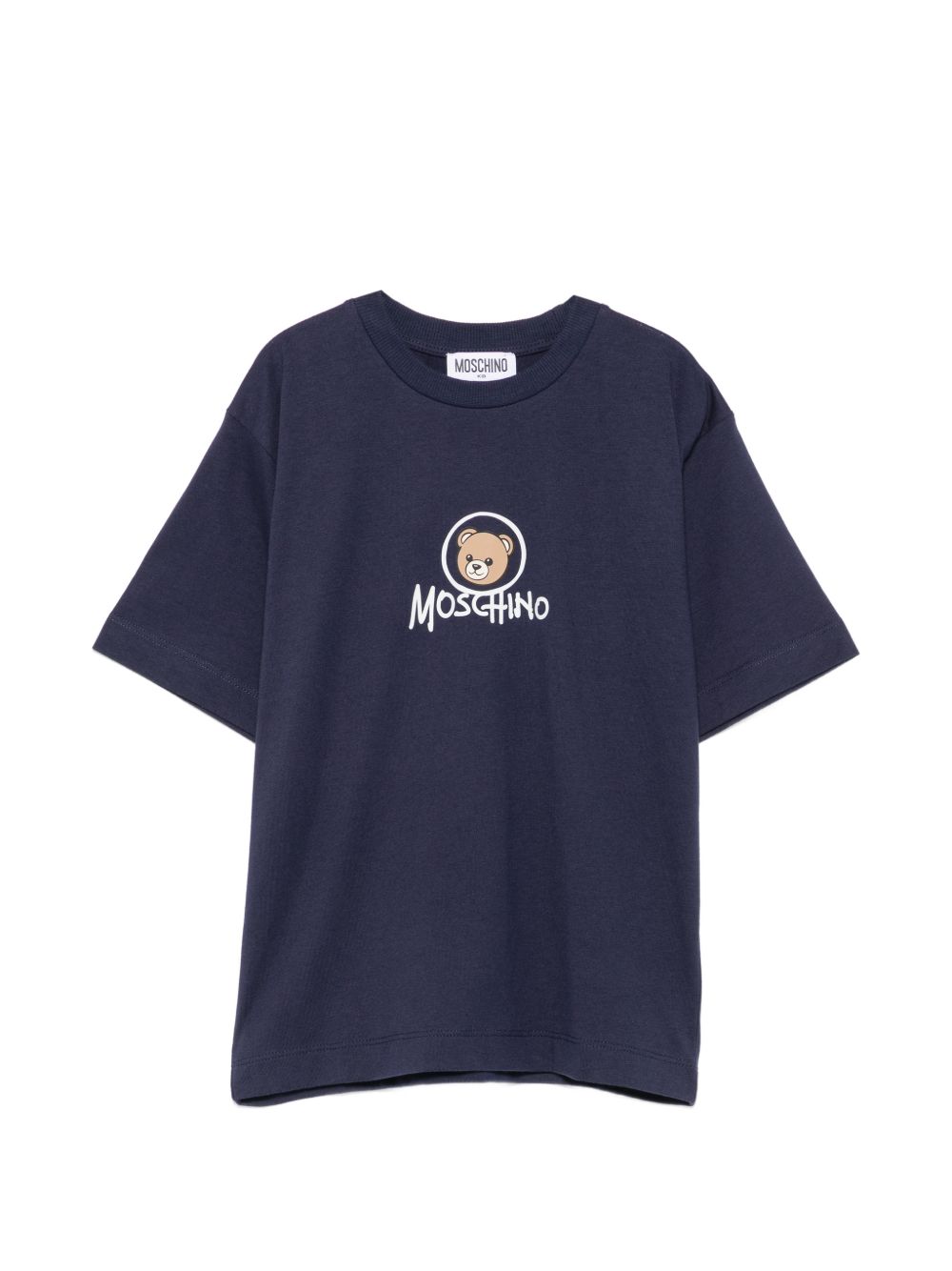 T-shirt per bambini Moschino Kids blu con stampa Teddy sul davanti HMM05WLAA34 40016 MOSCHINO KIDS 