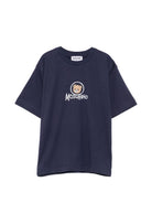 T-shirt per bambini Moschino Kids blu con stampa Teddy sul davanti HMM05WLAA34 40016 MOSCHINO KIDS 