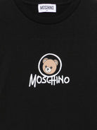 T-shirt per bambini Moschino Kids nera con stampa orsetto sul davanti HMM05WLAA34 60100 MOSCHINO KIDS 