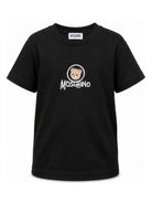 T-shirt per bambini Moschino Kids nera con stampa orsetto sul davanti HMM05WLAA34 60100 MOSCHINO KIDS 