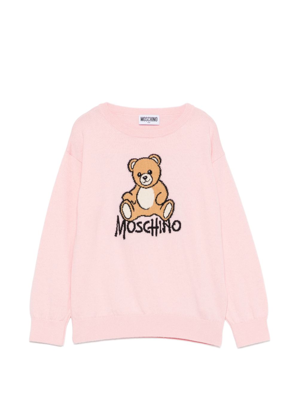 Maglione per bambini Moschino Kids rosa con ricamo orsetto sul davanti HMW01ALHE43 50209 MOSCHINO KIDS 