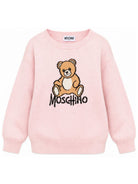 Maglione per bambini Moschino Kids rosa con ricamo orsetto sul davanti HMW01ALHE43 50209 MOSCHINO KIDS 