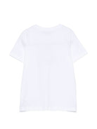 T-shirt per bambini Moschino Kids bianca con stampa logo sul davanti HNM05VLAA10 10101 MOSCHINO KIDS 