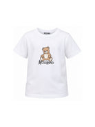 T-shirt per bambini Moschino Kids bianca con stampa logo sul davanti HNM05VLAA10 10101 MOSCHINO KIDS 